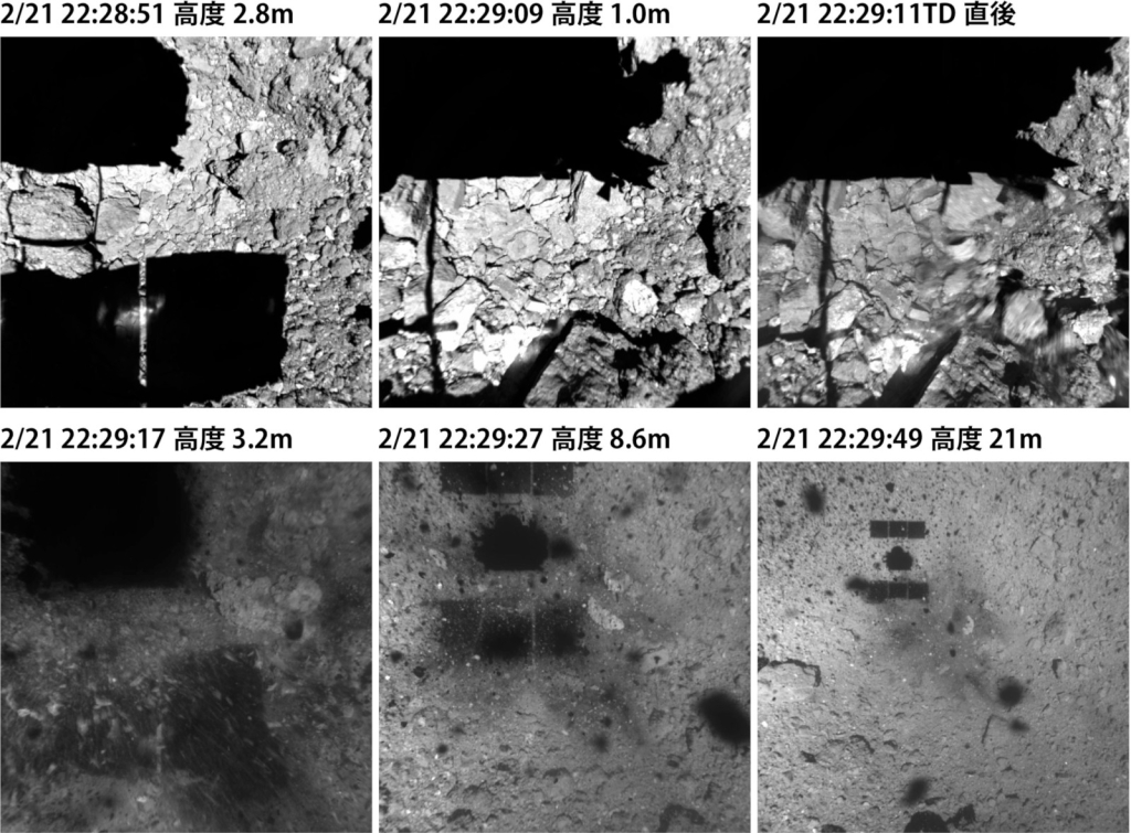 はやぶさ２のタッチダウンで観測された小惑星リュウグウ表面の擾乱とそれから示唆される表層と軌道の進化史