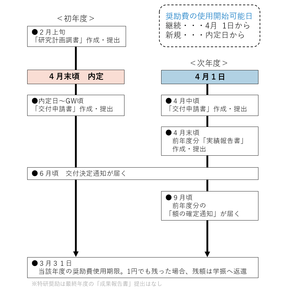 特別研究員奨励費のスケジュール目安