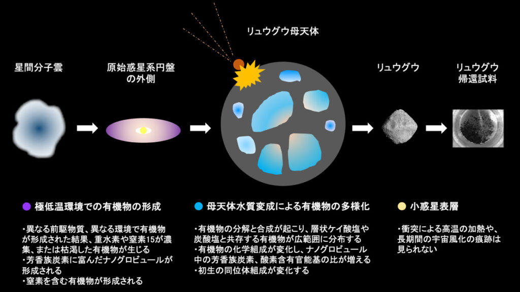 小惑星リュウグウ試料中の黒い固体有機物