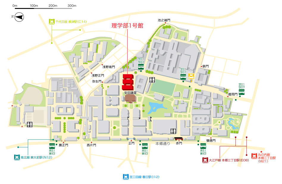 東京大学本郷キャンパス理学部1号館地図